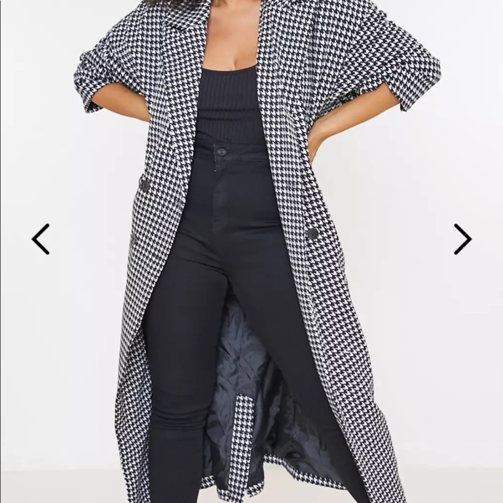 Missguided black houndstooth maxi formal coat